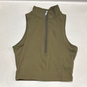 Vitality Olive Green Zip Up Crop Top